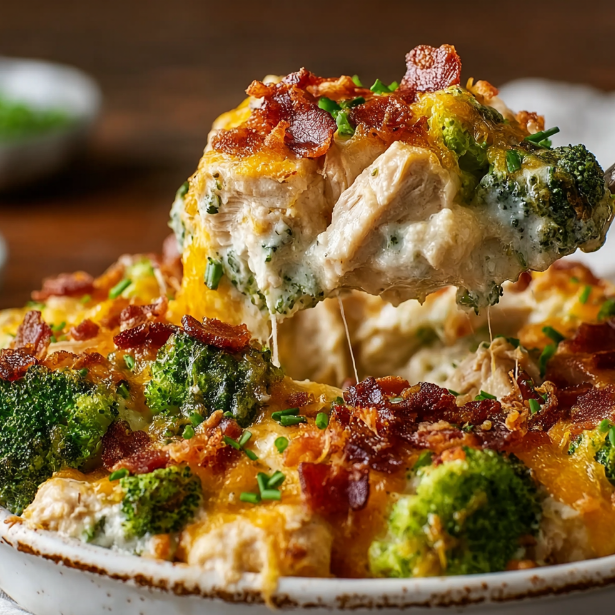 Creamy Low Carb Chicken Casserole With Broccoli and Bacon